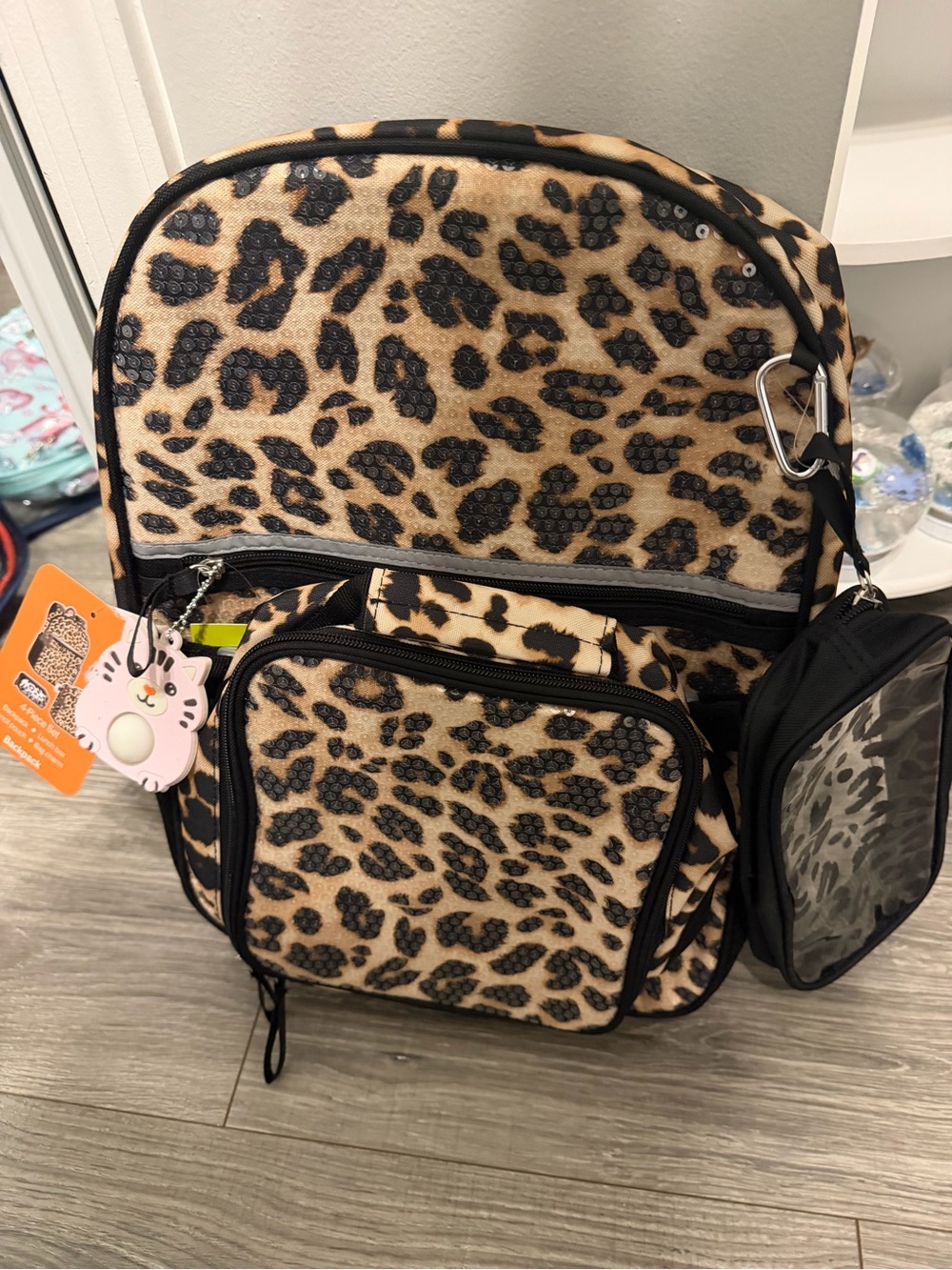 wonder nation Leopard Print Kids Backpack - Beige & Black